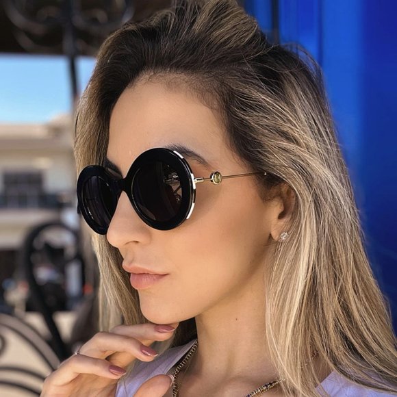 Carolina Herrera Sunglasses CH0020 Violet Oval Round Oversized Acetate - Picture 14 of 16